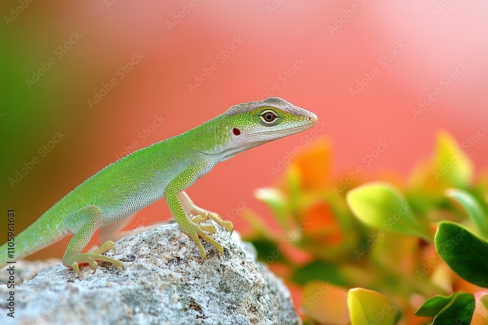 Green Anole relaxing on a branch - Shadow Creek Ranch Nature Trail. Beautiful simple AI generated image Green Anole relaxing on a branch - Shadow Creek Ranch Nature Trail. Beautiful simple AI generated image