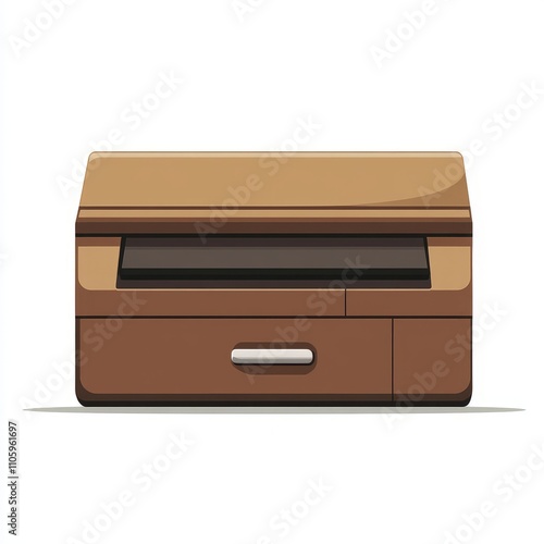 Stylish Brown Wooden Drawer Cabinet Illustration