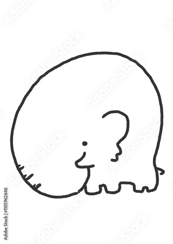 Elephant cartoon art line