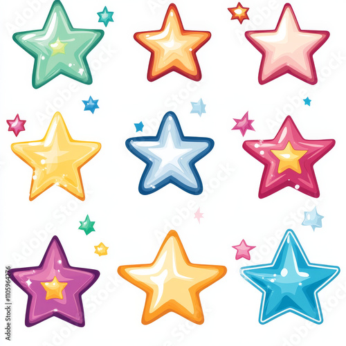 Stars icon collection. Different star shapes. Black stars icon set. Sparkle star icon set. Falling stars . Vector illustration 