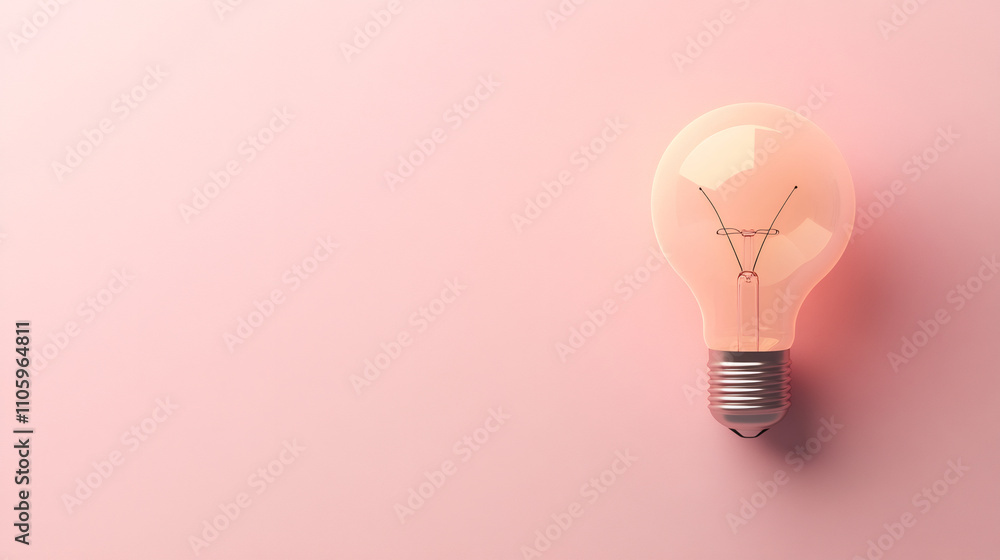 Illuminated light bulb shining on a pink backdrop, symbolizing innovation, creativity, and fresh ideas Illuminated light bulb shining on a pink backdrop, symbolizing innovation, creativity, and fresh ideas