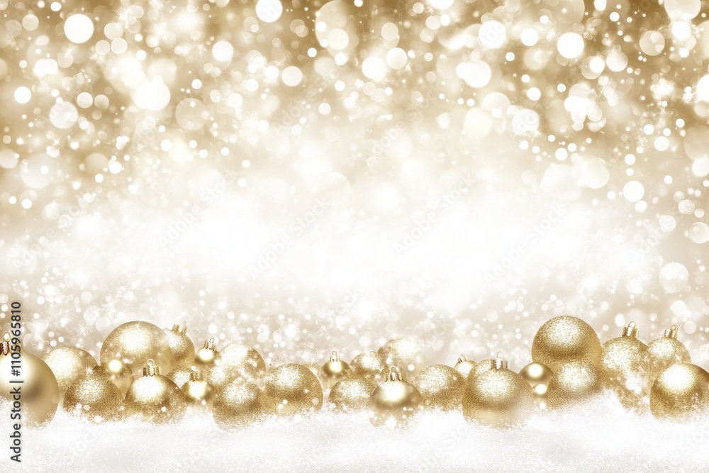 A Christmas Holiday scene featuring snow, a fir tree, and festive decorations illuminated by Christmas lights in the background. A Christmas Holiday scene featuring snow, a fir tree, and festive decorations illuminated by Christmas lights in the background.