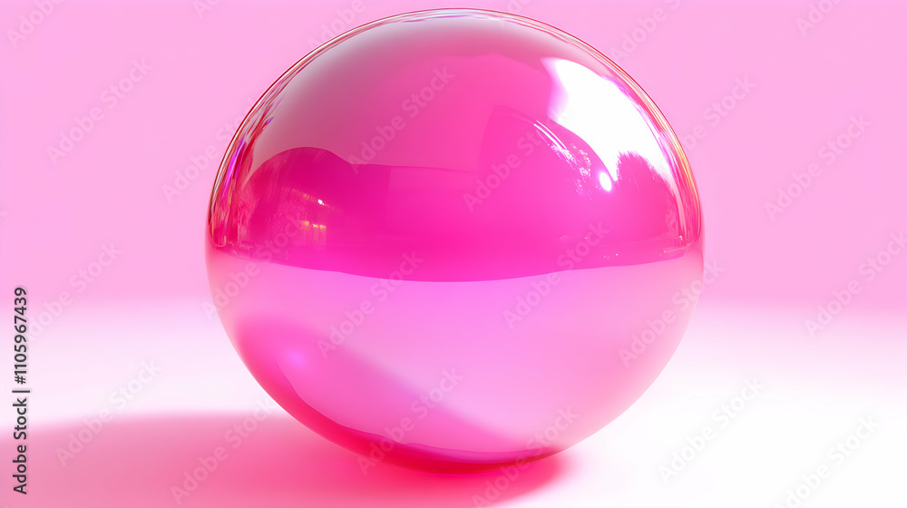 Pink glossy sphere reflects light, creating a vibrant 3D abstract background illustration with a shiny surface and smooth texture. Pink glossy sphere reflects light, creating a vibrant 3D abstract background illustration with a shiny surface and smooth texture.