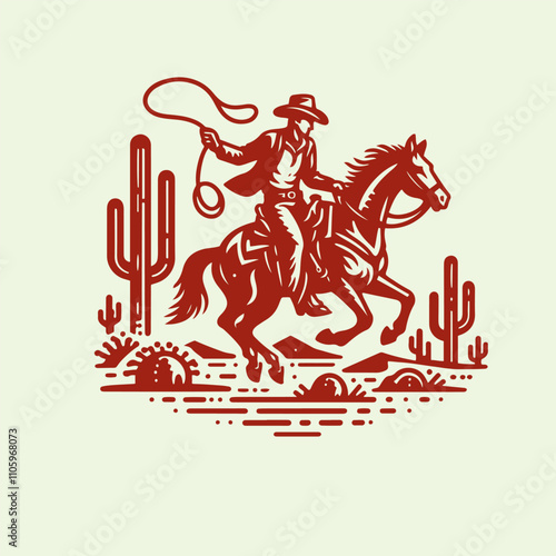 Western Cowboy riding a galloping horse