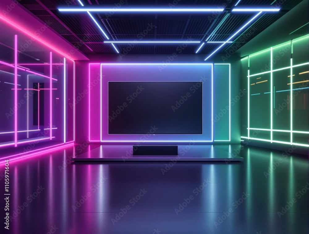 High-Tech Presentation with LED Backlighting and Minimalist Background, modern tech, minimalist background, cutting-edge equipment High-Tech Presentation with LED Backlighting and Minimalist Background, modern tech, minimalist background, cutting-edge equipment