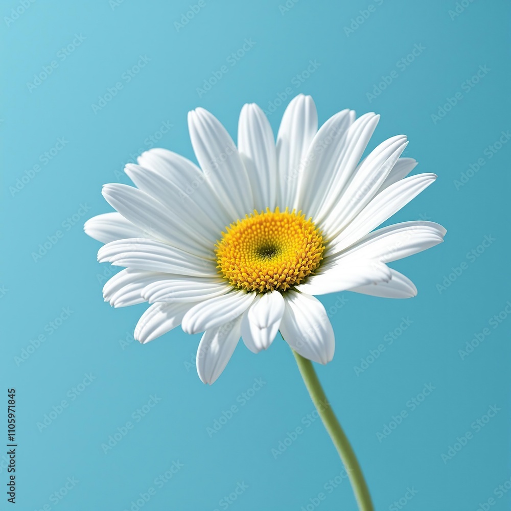 Artistic painting of white daisy on azure background, creative, blue, textured Artistic painting of white daisy on azure background, creative, blue, textured