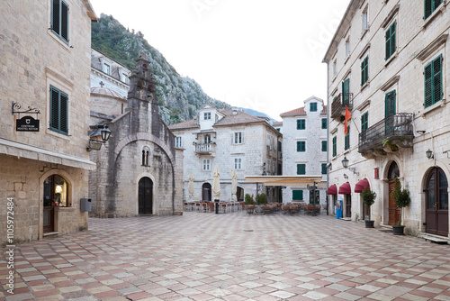 Town square in Kotor old town, Montenegro