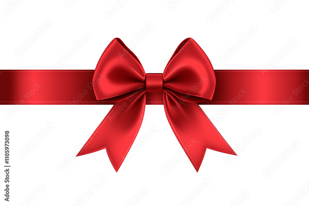 Red ribbon with bow isolated on white background Red ribbon with bow isolated on white background