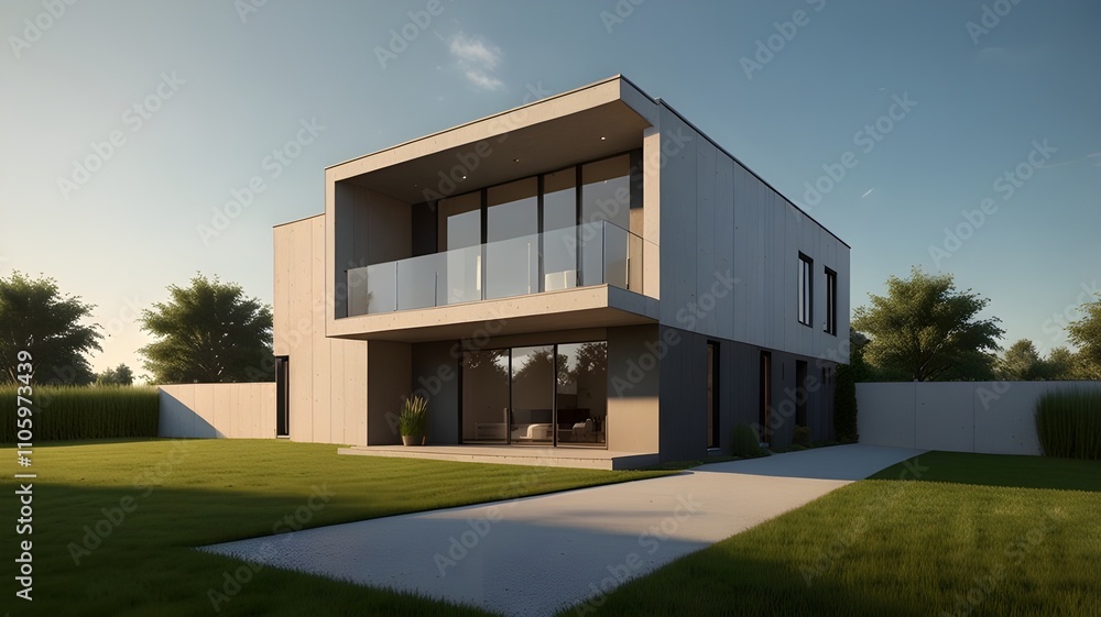 modern house in the garden modern house in the garden