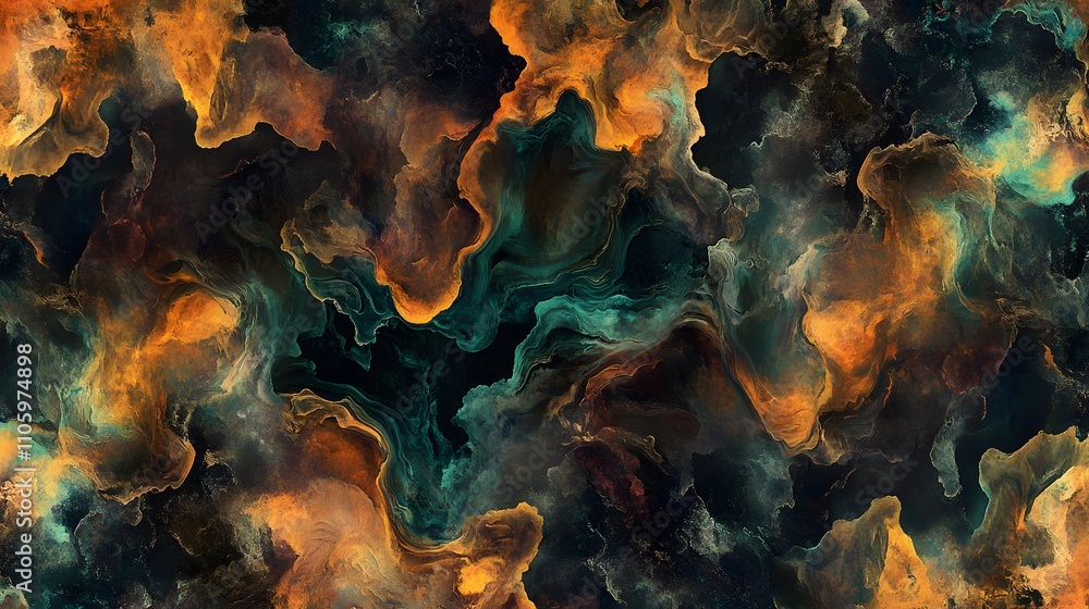 Abstract Gold Teal and Black Swirling Paint Texture Abstract Gold Teal and Black Swirling Paint Texture