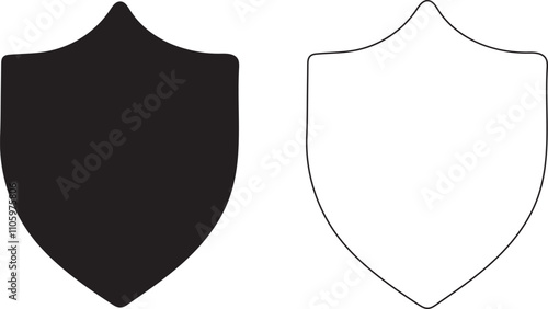 Shield icon silhouette. Shield black vector