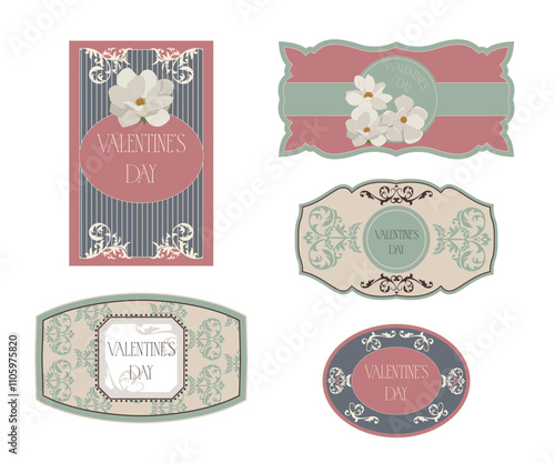 Valentine's Day Greeting Cards. Valentine's cards. Labels and stickers Vector illustration