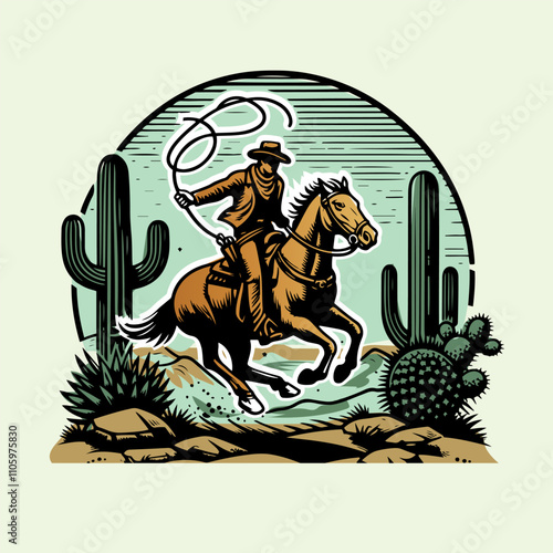 Western Cowboy riding a galloping horse