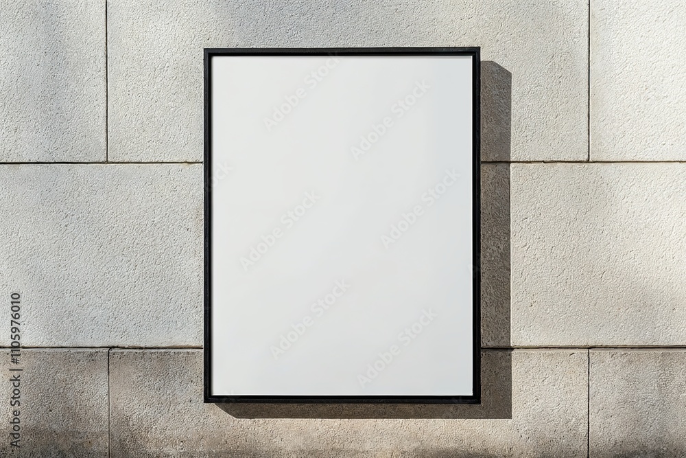 Poster mockup displayed on outdoor wall. Poster mockup displayed on outdoor wall.