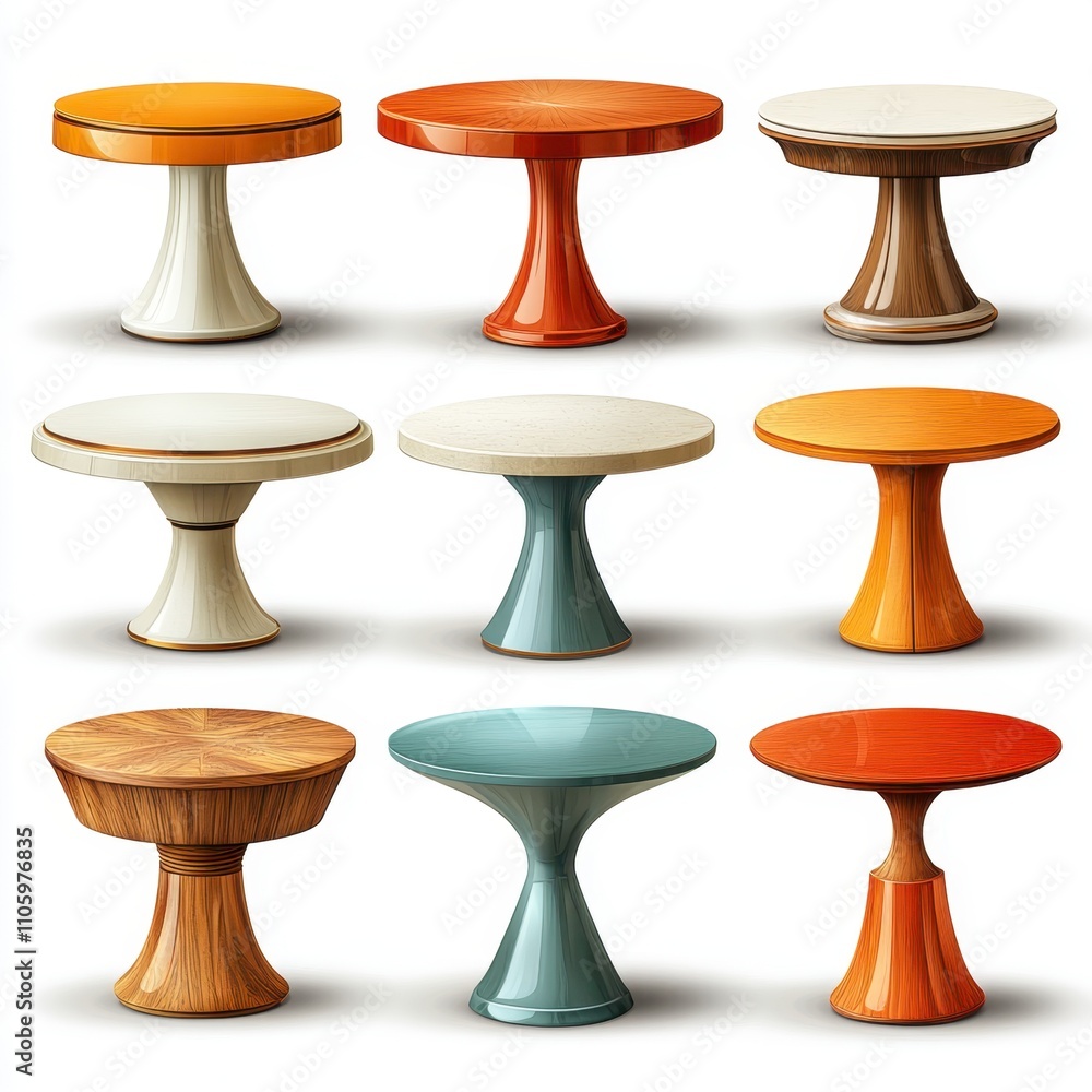 A set of various (Dining Tables) in full detail, isolated on a transparent background. A set of various (Dining Tables) in full detail, isolated on a transparent background.