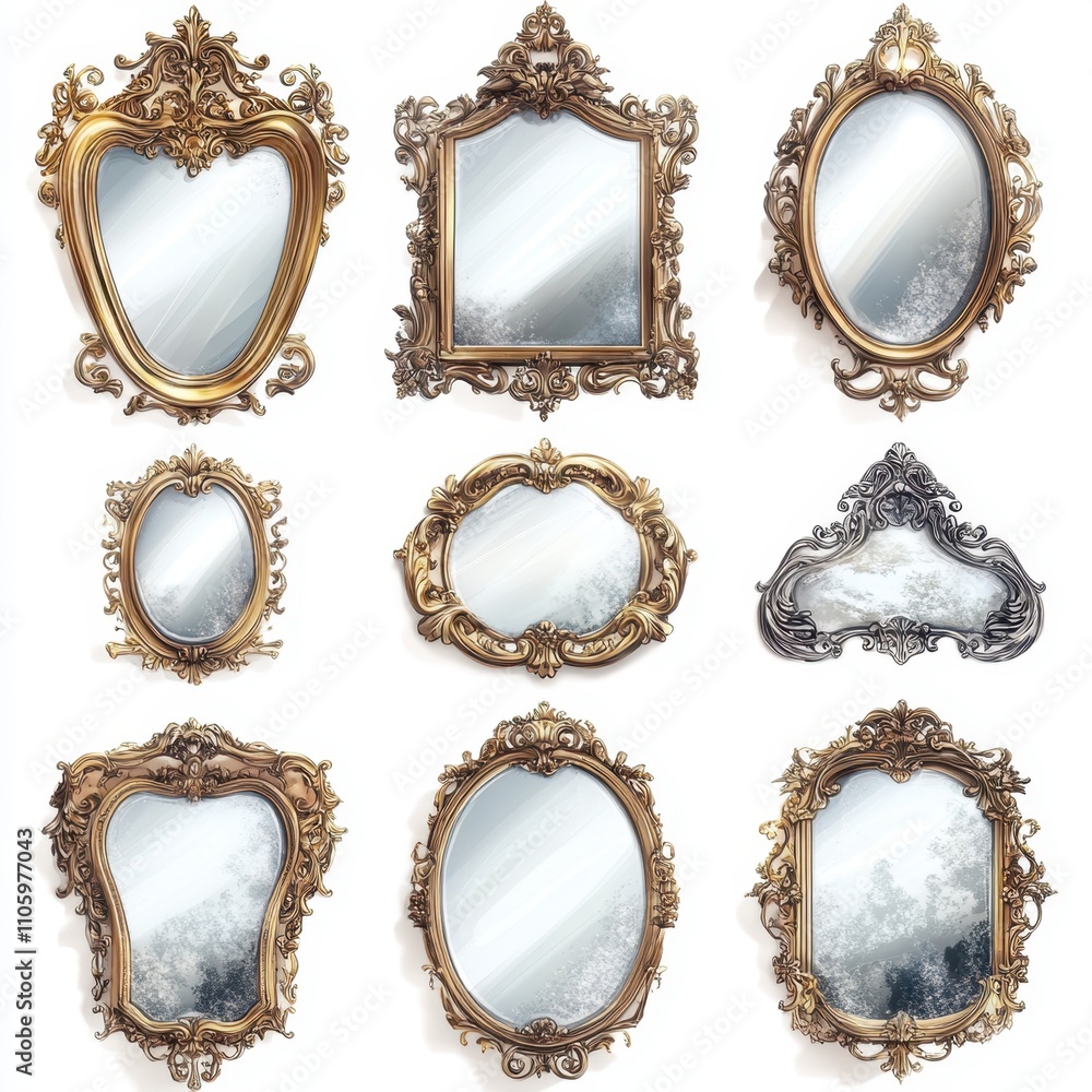 A set of various (Dressing Mirrors) in full detail, isolated on a transparent background. A set of various (Dressing Mirrors) in full detail, isolated on a transparent background.
