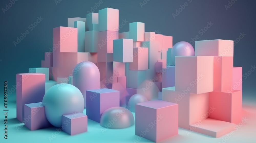 Colorful Geometric Shapes in a Soft Pastel Setting for Creative Use Colorful Geometric Shapes in a Soft Pastel Setting for Creative Use