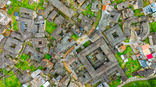 Zhongchuan Ancient Village of Yongding Tulou in Longyan City, Fujian Province in early summer