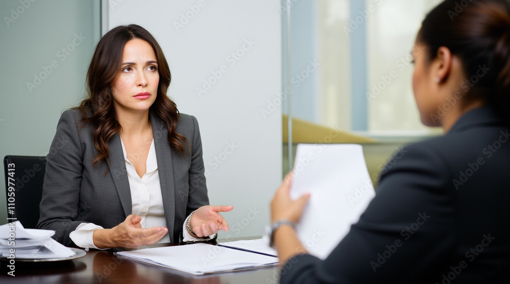 Businesswomen in a Meeting Discussing Documents Businesswomen in a Meeting Discussing Documents