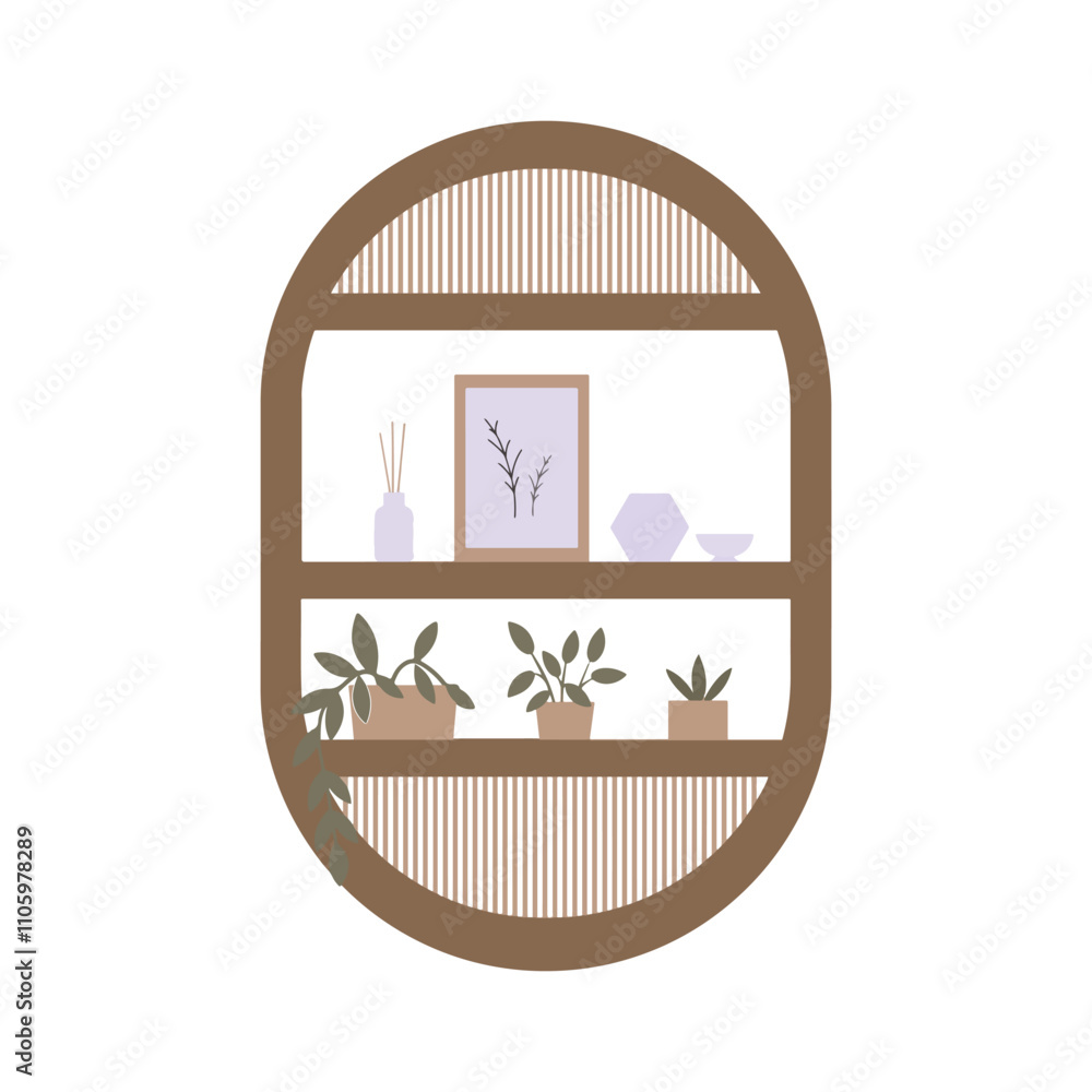 Obraz premium Home Shelf And on Wooden Design Element Vector Illustration