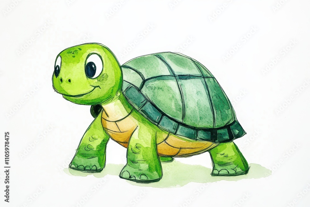 Obraz premium Adorable cartoon turtle illustration, perfect for children's books and creative projects