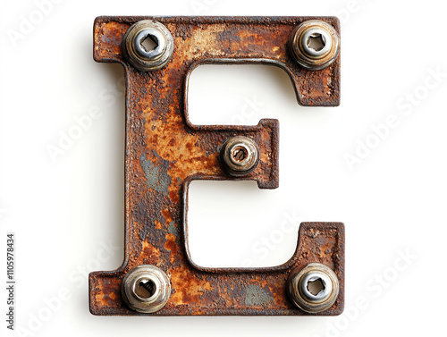 Rusted letter made of metal.