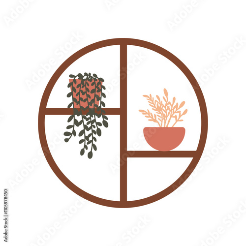 Home Shelf And on Wooden Design Element Vector Illustration