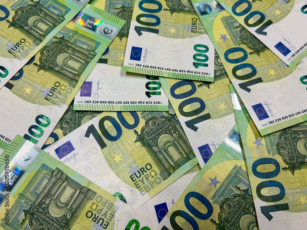 Euro banknotes background, hundred euro cash Euro banknotes background, hundred euro cash