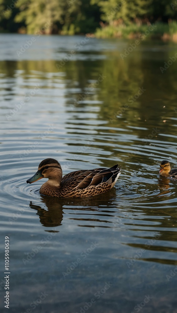 Ducks swimming in a pond in Krasna Lipa, Czech Republic. Ducks swimming in a pond in Krasna Lipa, Czech Republic.