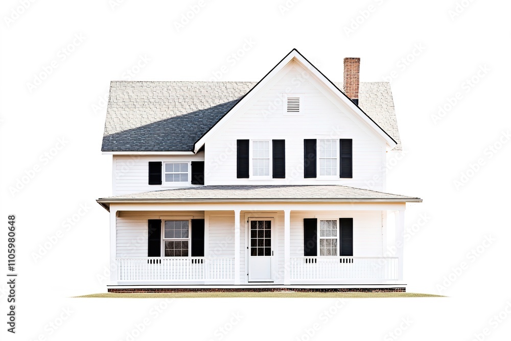 White suburban house isolated on white background White suburban house isolated on white background