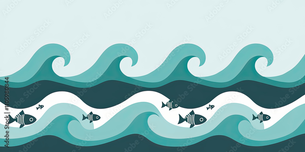 Artistic Washi Paper with Vibrant Ocean Waves Artistic Washi Paper with Vibrant Ocean Waves