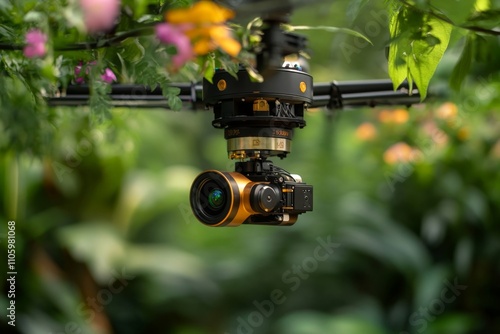 Wallpaper Mural Drone with Camera Capturing Nature's Beauty in Lush Greenery and Vibrant Flowers Torontodigital.ca