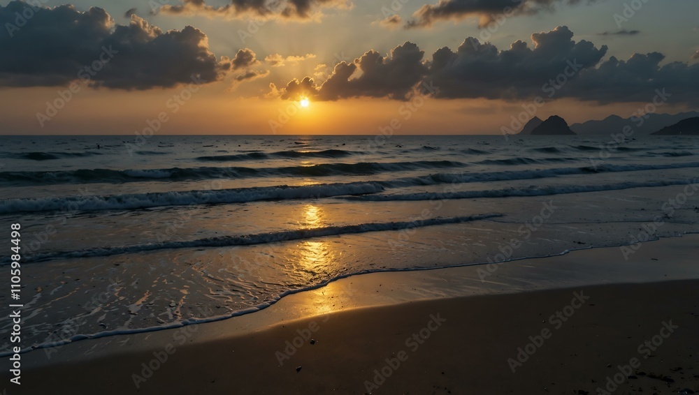Obraz premium Early morning view from Hamahara Beach over the East China Sea.