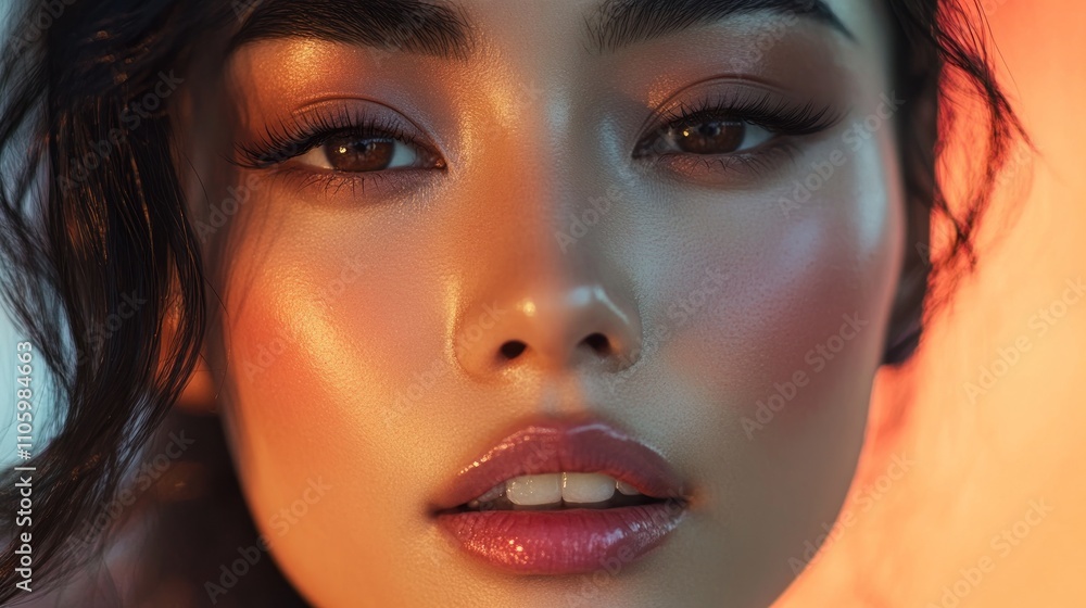 custom made wallpaper toronto digitalCloseup Portrait of a Woman with Warm Lighting