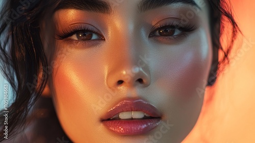 Wallpaper Mural Closeup Portrait of a Woman with Warm Lighting Torontodigital.ca