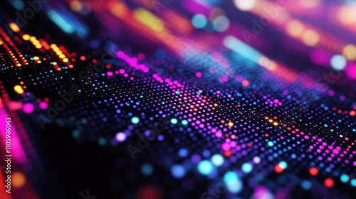 Digital cyberspace theme with colorful technology dots and patterns