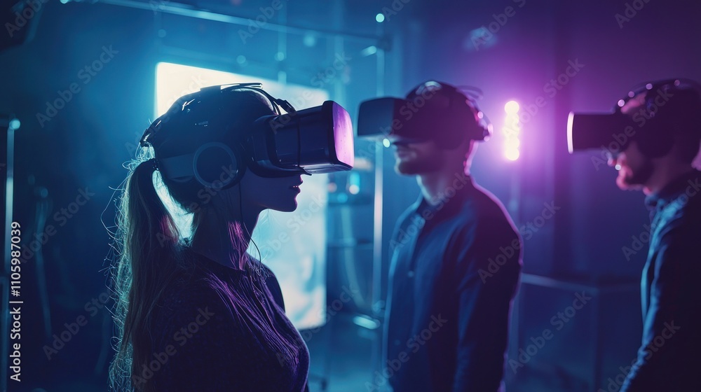 Immersive VR Experience Teamwork Future Tech Virtual Reality Headset Immersive VR Experience Teamwork Future Tech Virtual Reality Headset