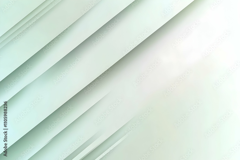 Obraz premium Abstract background with subtle diagonal lines in soft green and white shades; ideal for presentations, websites, or design projects needing a clean, minimalist aesthetic.