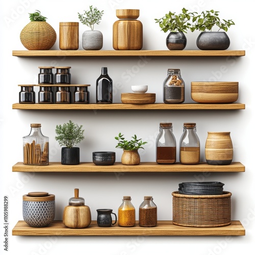 A set of various (Storage and Shelving Set) in full detail, isolated on a transparent background.