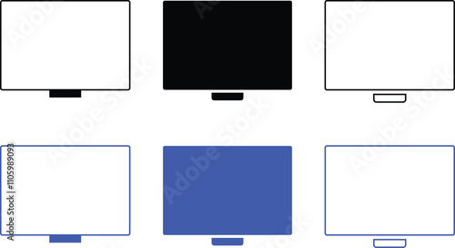 Watch tv icon set. Smart tv sign symbol. Computer monitor icon. Television
