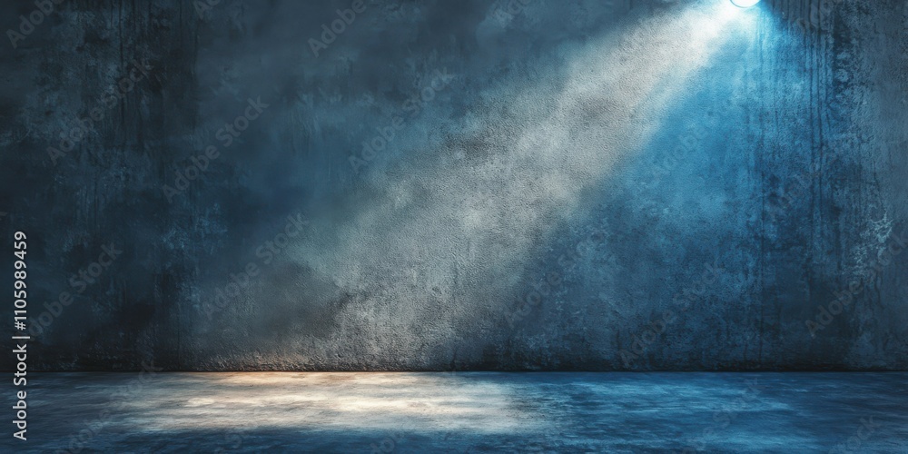 An empty studio space features a dark textured wall that is softly illuminated by two blue light fixtures above. This atmospheric setting is perfect for presentations or artistic endeavors. An empty studio space features a dark textured wall that is softly illuminated by two blue light fixtures above. This atmospheric setting is perfect for presentations or artistic endeavors.