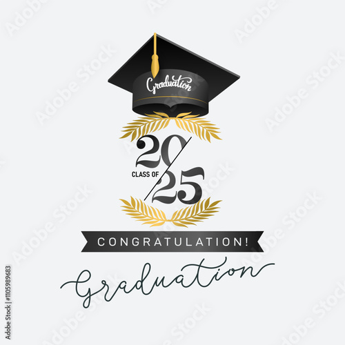 Class of 2025 greeting sign. Template Congratulations, Congrats Graduates. Congrats vector. Design banner vector text for graduation design, greeting card, poster, invitation, background, T-shirt.