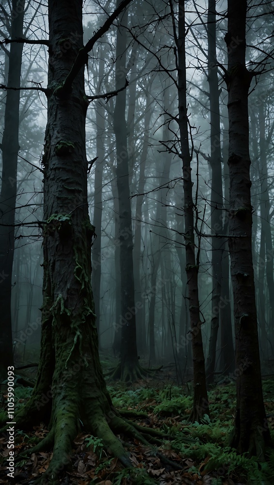 Fototapeta premium Eerie forest decorations for a spooky effect.