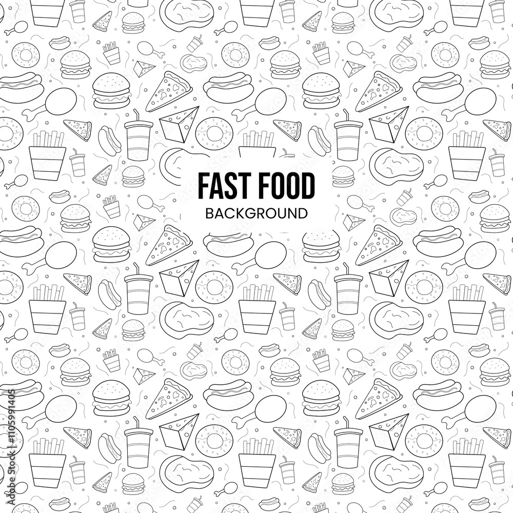 Food vector background design, fast food background design template Food vector background design, fast food background design template