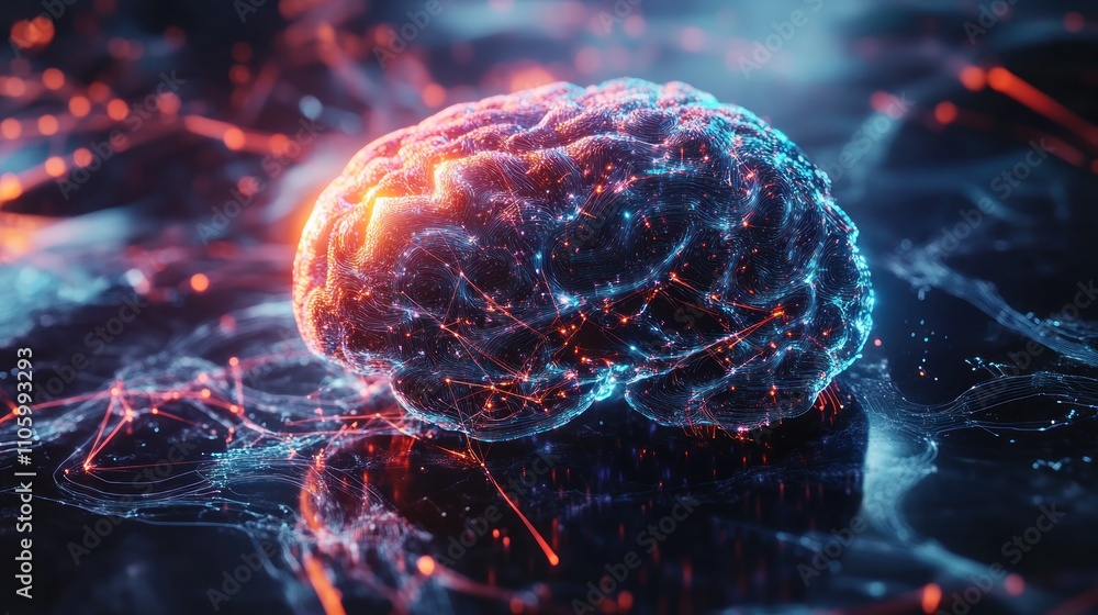 Abstract Brain Illustration with Neural Networks Abstract Brain Illustration with Neural Networks