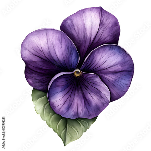 beautiful purple flower with delicate petals and green leaves