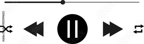  music player interface icon set. Media music player interface. Multimedia navigation and music application. Template of media player playback panel interface
