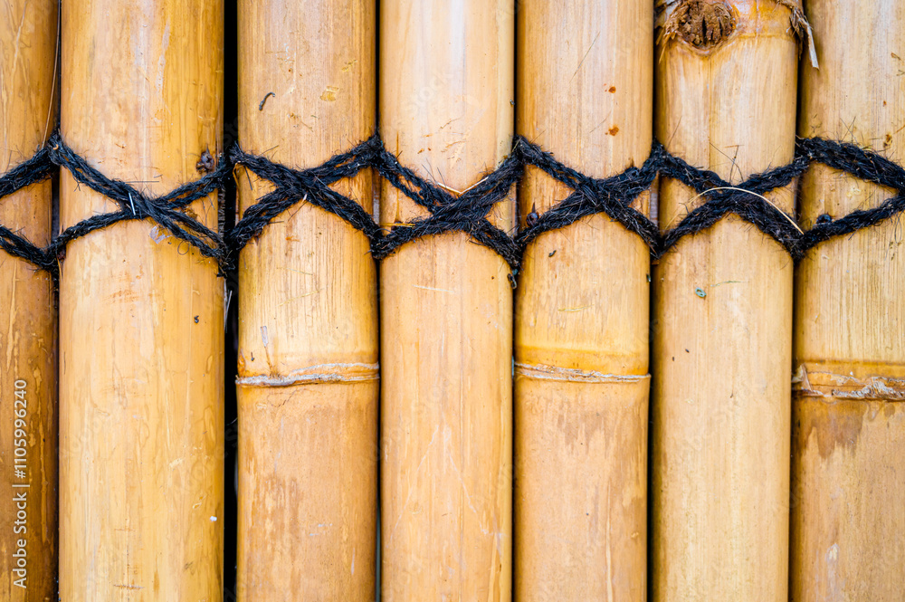 Bamboo background. Bamboo fence close up
