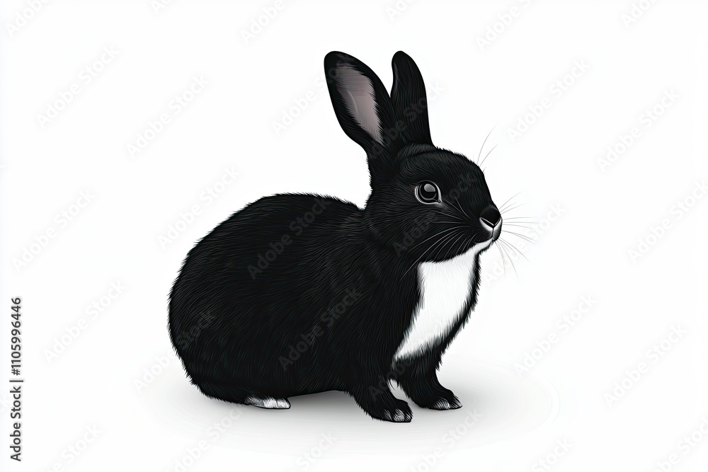 Fototapeta premium Minimalist Black Rabbit Illustration