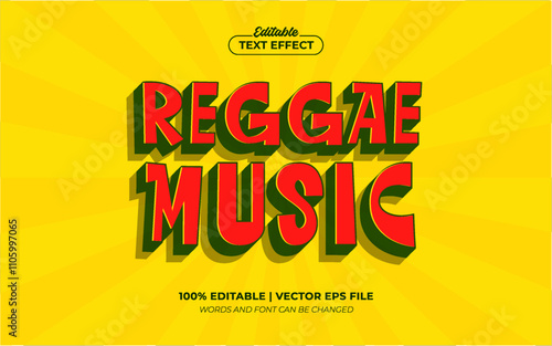 Reggae Music 3D Groovy Editable Text Effect Template Style Premium Vector